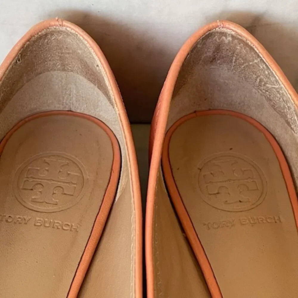 TORY BURCH Minnie Travel Ballet w/ Logo Soft Nappa Leather Sunshine 6